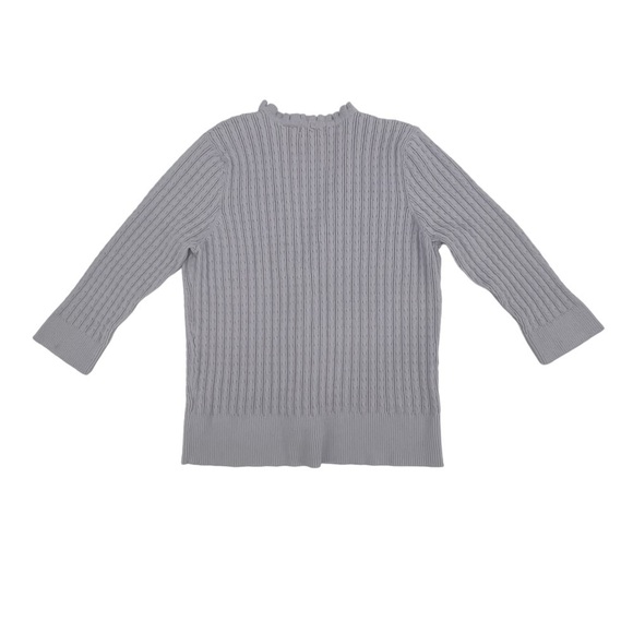 Jeanne Pierre Purple Ruffle Button Up 3/4 Sleeve Sweater Size Large Women’s - Picture 3 of 4